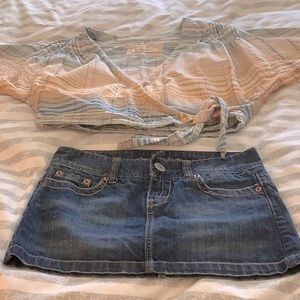 American eagle denim mini skirt size 2 NWOT